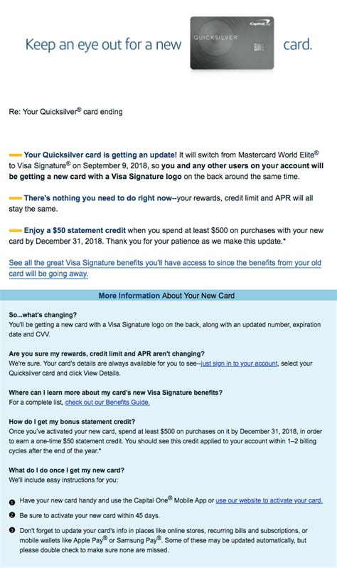 Jan 18, 2021 · i've had the cap one quicksilver card for 2 yrs with impeccable payment history. Capital One Quicksilver Mastercard Changing To Visa + $50 Bonus - Doctor Of Credit