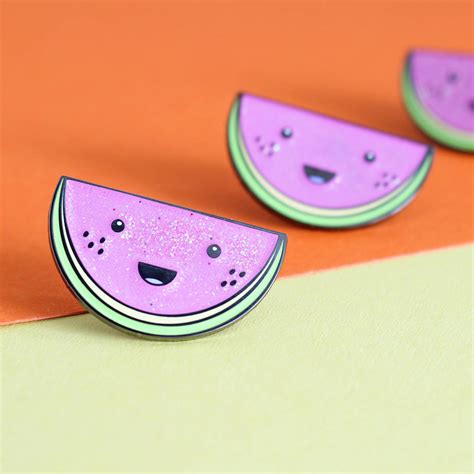 Cute Watermelon Hard Enamel Lapel Pin Badge By Bird House Press