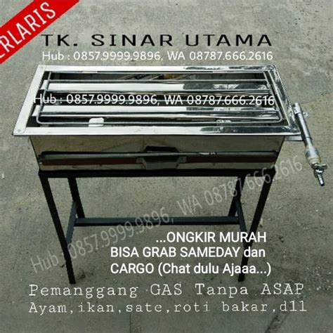 1.tanpa menggunakan  arang 2. Jual Panggangan Gas + Meja (sosis bakar,ikan,ayam,sate ...