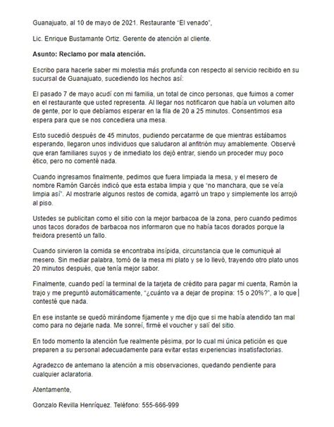 Carta De Queja Laboral Ejemplo Y Modelo Para Descargar Kulturaupice