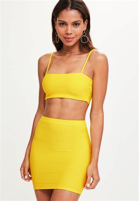 Missguided Yellow Bandage Mini Skirt Mini Skirts Womens Skirt