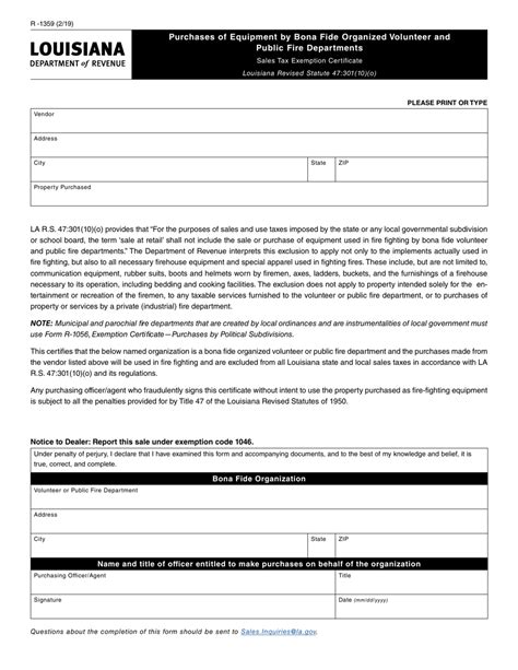 Form R 1359 Download Fillable Pdf Or Fill Online Sales Tax Exemption