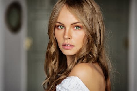 X Woman Face Blonde Green Eyes Anastasiya Scheglova