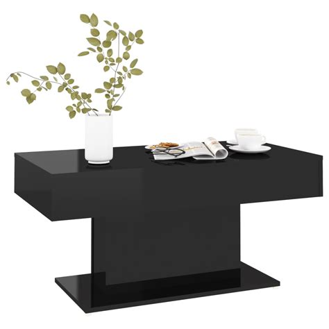 Rin Table Basse Noir Brillant 96x50x45 Cm Aggloméré Cdiscount Maison