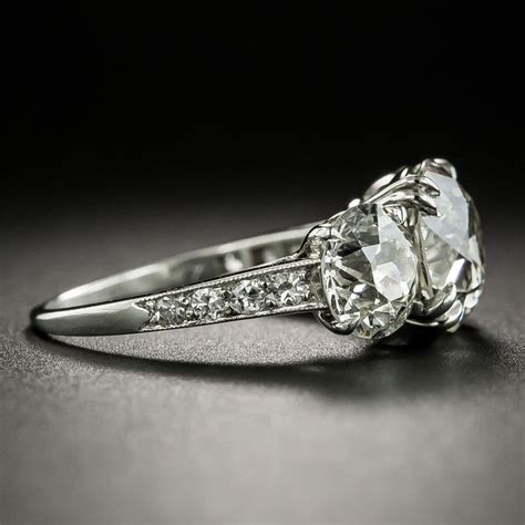 3 carats to 3 3/4 carats; Vintage Three-Stone 4.59 Carat Total Weight Diamond Engagement Ring, GIA For Sale at 1stDibs
