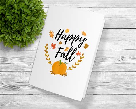 Happy Fall Greeting Card Printable Happy Fall Greeting Card Etsy