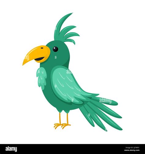 Lindo Loro Verde Un Pájaro Tropical Un Animal Exótico Ilustración