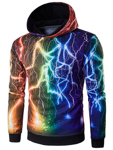 3d Colorful Lightning Print Hoodie Mens Sweatshirts Hoodie Hoodies