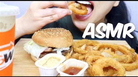 Asmr Aandw Onion Rings Mozzarella Burger Eating Sounds Sas Asmr