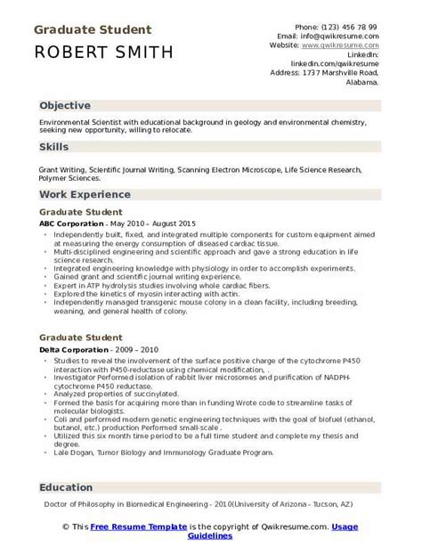Sample Resume For Graduate Students Terrykontieb