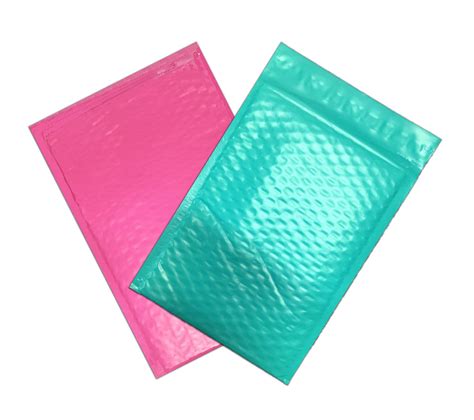 4 X 8 ~hot Pink And Teal Poly Bubble Mailers Protective Padded Bubble