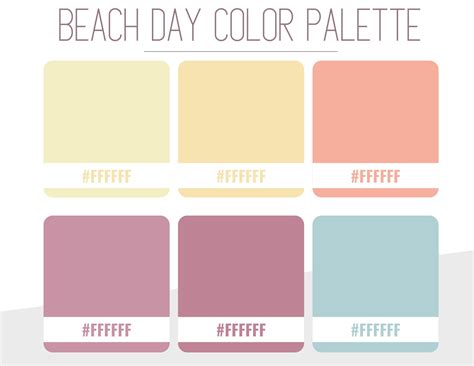 Beach Day Color Palette Hex Code Beach Day Brand Hex Codes Etsy Australia