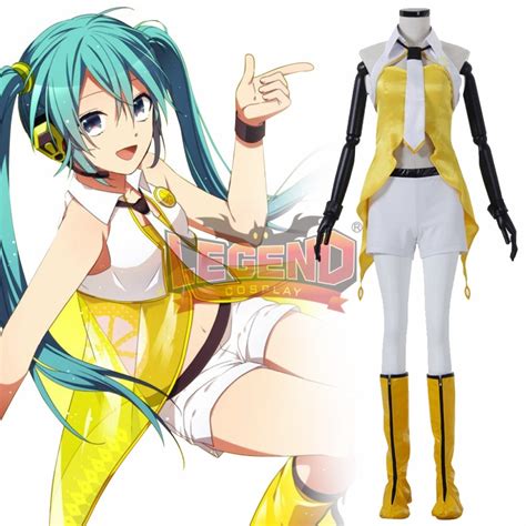 Cosplay Legend Vocaloid Hatsune Miku Adult Costume Uniform Yellow Color