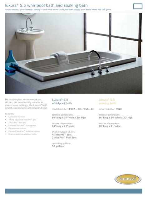 Either way, bathing in your spa can be pleasurable JACUZZI LUXURA F947-RH SPECIFICATION SHEET Pdf Download ...
