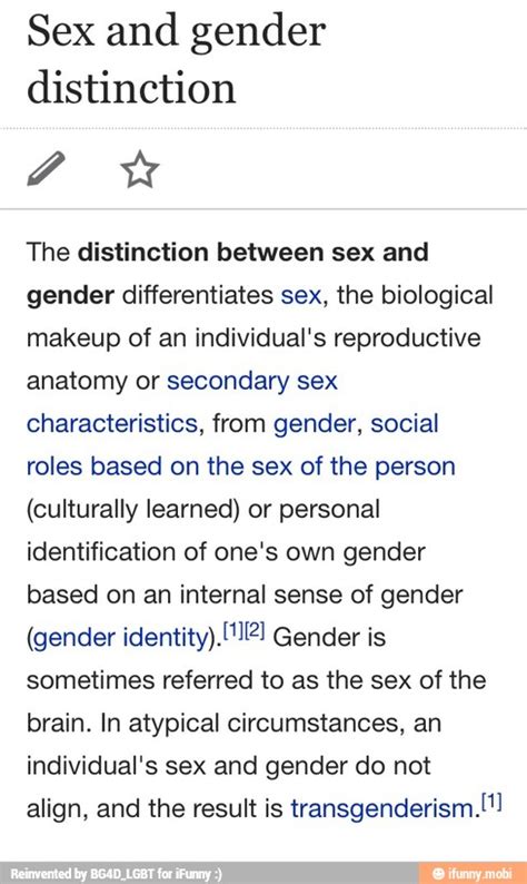 Sex And Gender Distinction The Distinction Between Sex And Gender