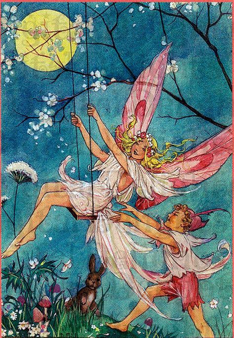 Fairy Swing Vintage Fairy Illustration Fairy Digital Etsy Fairy Illustration Vintage