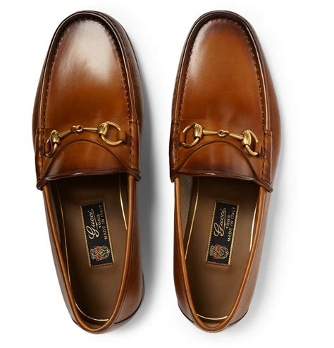 Lyst Gucci Burnished Leather Horsebit Loafers In Brown For Men
