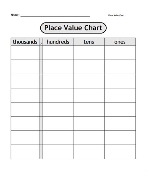 Place Value Chart Printable Pdf Printable World Holiday
