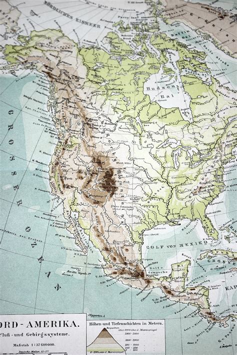 Original 1890s German Map Of North America Full Color Etsy