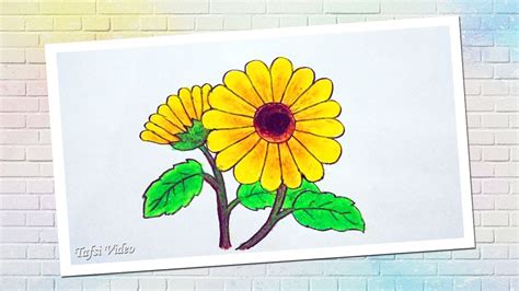 Cara Menggambar Bunga Matahari Dengan Oil Pastels Gambar Bunga Yang Gampang Youtube