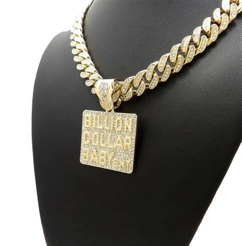 Da Billion Dollar Baby Ent Diamond Gold Cuban Link Chain Necklace Hip