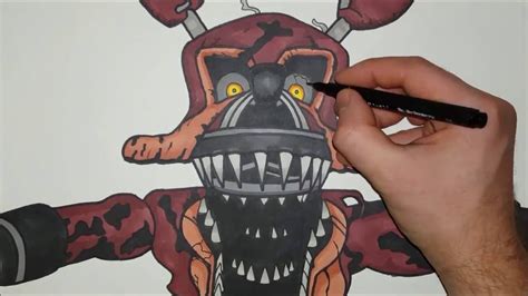 How To Draw Nightmare Foxy From Fnaf 4 Step By Ste Youtube