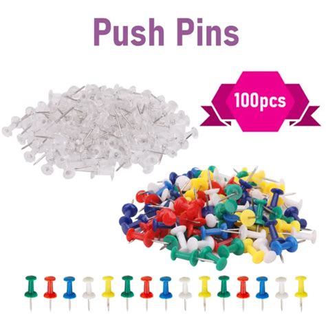 100 Push Pins Map Notice Cork Board Message Drawing Thumb Multi
