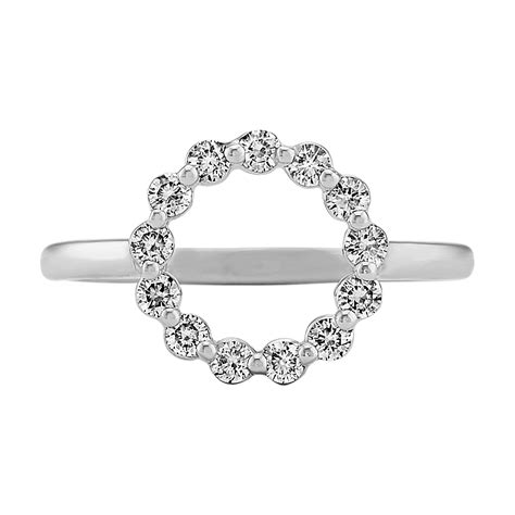 Round Diamond Circle Ring In 14k White Gold Shane Co