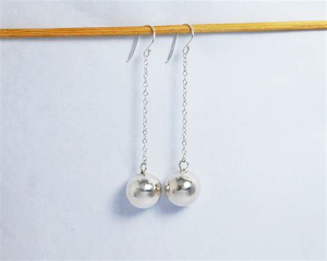 Silver Drop Ball Earrings 14mm Ball Earrings Sup Silver Sup Silver