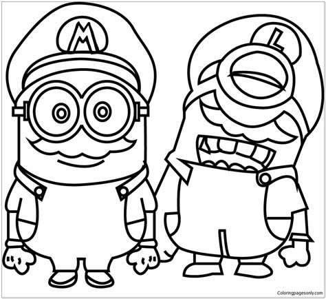 Minions Cosplay Mario World Capa Para Coloring Pages - Cartoons