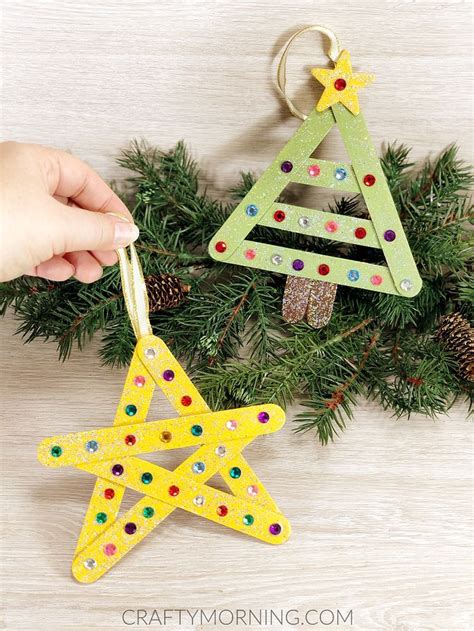 Popsicle Stick Christmas Tree And Star Ornaments Stick Christmas Tree