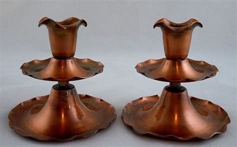 Vintage Copper Candle Holders Gregorian Fountain Style