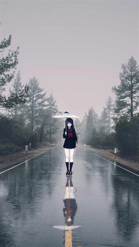 Anime Girl In Rain Iphone Wallpaper Iphone Wallpapers Iphone Wallpapers