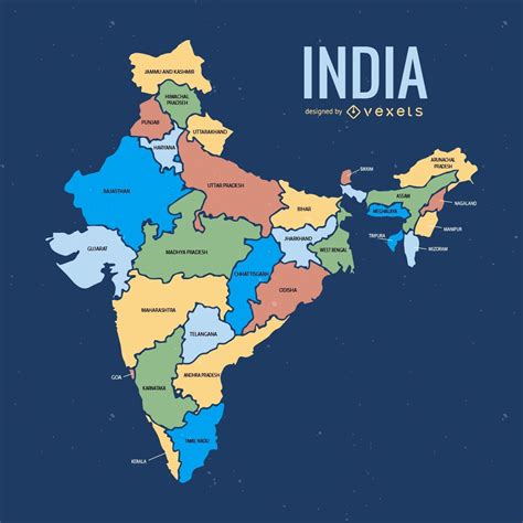 Descarga Vector De Mapa De La División Administrativa De La India