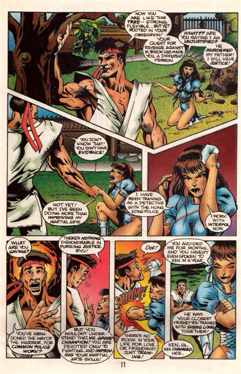 Ken survived the brutal attack of balrug, but can he survive the devestating assault of a true street fighter champion like sagat?! Malibu Street Fighter comic book was hilariously bad image #5