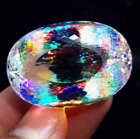 129 Ct Synthetic Lab Created Mystic Opal Oval Shape Pendent Etsy