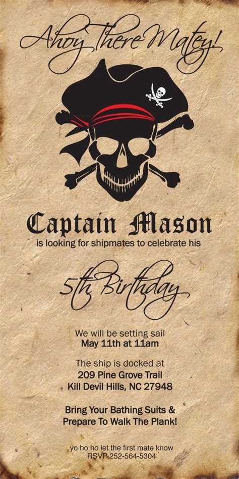 Pirate Invitation Por Theburchsdesigns En Etsy Pirate Birthday Party