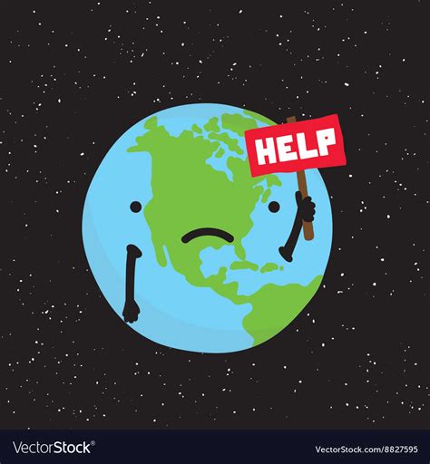 Planet Earth Need Help Cartoon Royalty Free Vector Image