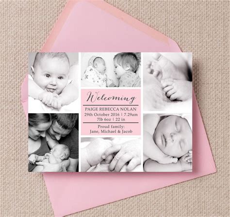 The new member of your family is here, and you can't wait to introduce him to the world! Classic Collage Photo Birth Announcement Card from £0.80 each