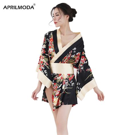 Japanese Kimono Vintag Kimono Women Satin Floral Printed Nightwear