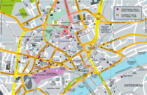 Stadtplan Von Newcastle Upon Tyne Detaillierte Gedruckte Karten Von