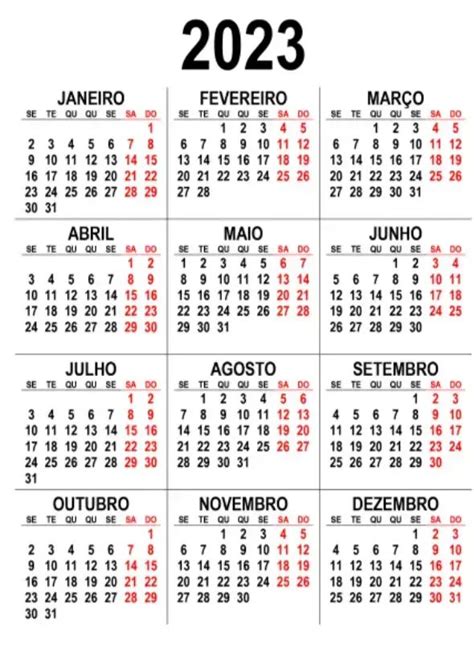 Calendário 2023 Para Imprimir Feriados E Datas Comemorativas