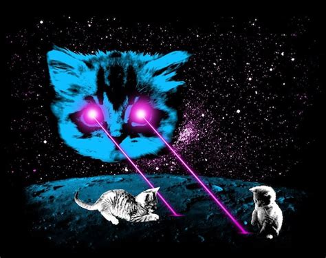 Print Meta Laser Cat With Kittens Funny Cat Laser Space Etsy