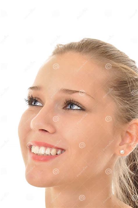 Woman With Blue Eyes Looking Into The Sky Stock Image Image Of