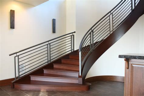 You can make a curved sloped railing quite simply without a host. Curved Railings Make All The Difference. - Antietam Iron Works