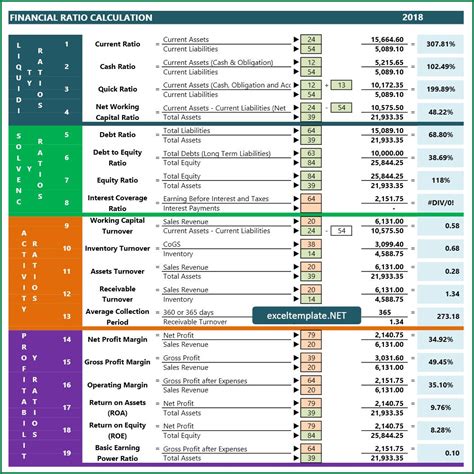 Financial Ratios Excel Template Free Printable Templates