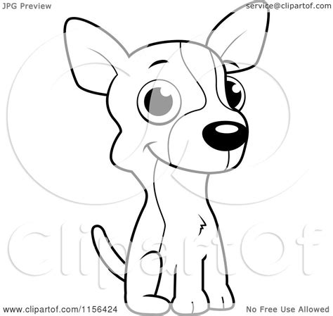 Cartoon Clipart Of A Black And White Cute Little Chihuahua Puppy