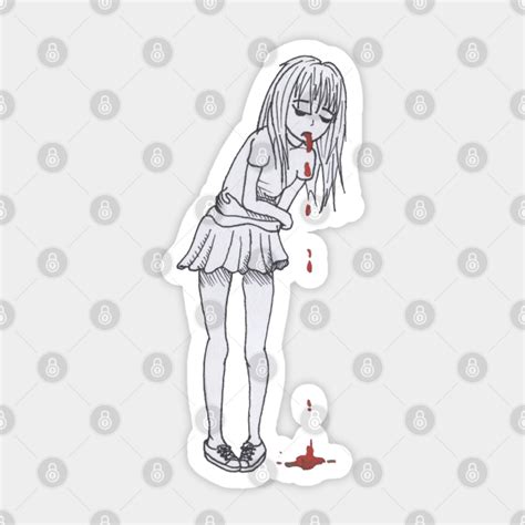 Anime Girl Coughing Up Blood Guro Sticker Teepublic