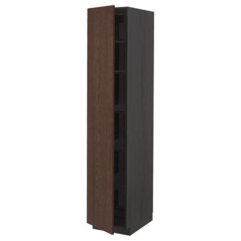 METOD Højskab med hylder, sort/Sinarp brun, 40x60x200 cm - IKEA