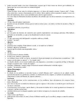 Una mujer de 60 años estricta y con un pensamiento medieval donde su único la poncia es la criada de años o sirvienta principal de la casa de bernarda alba. La casa de bernarda alba analisis de personajes y ...